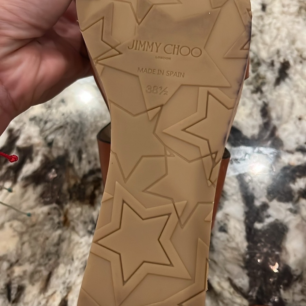 Jimmy Choo Tan Leather Cork Platform Wedge Sandals - Picture 3 of 5